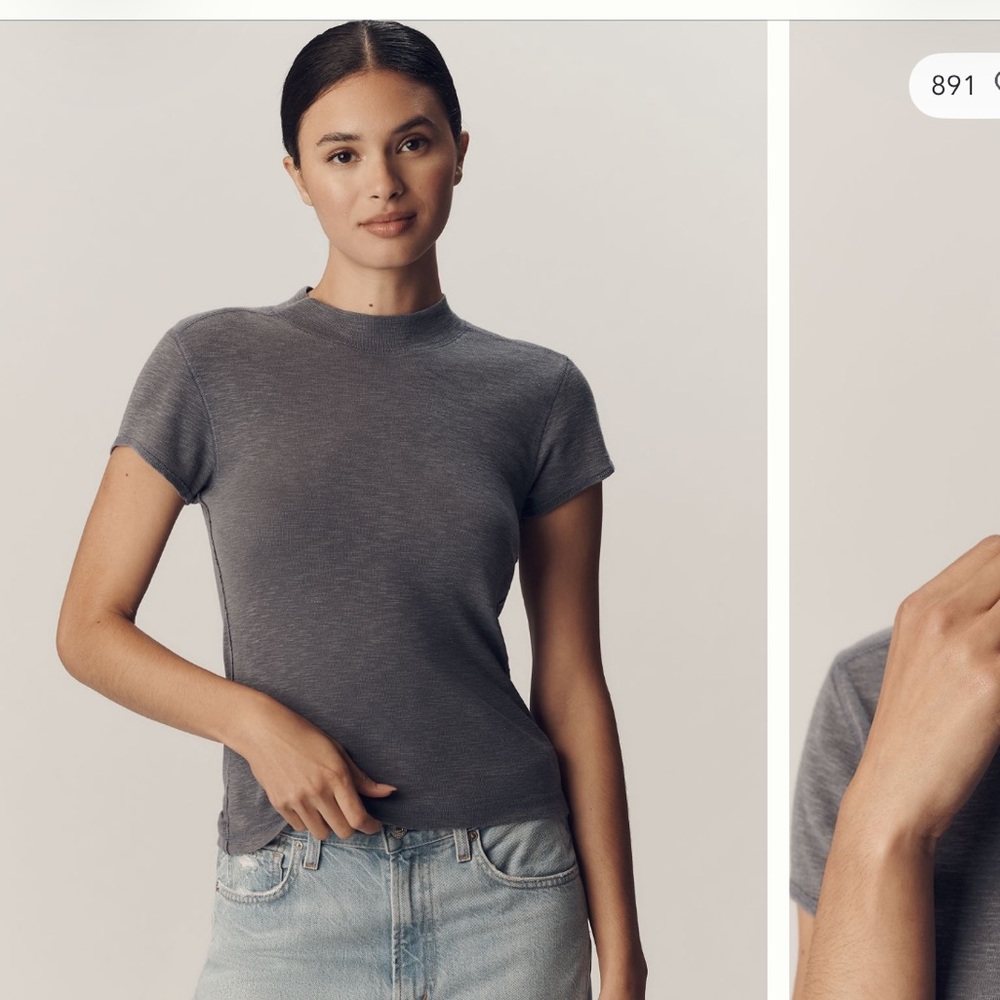 Blue Pilcaeo Turtleneck Cotton Tee